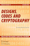 DESIGNS CODES AND CRYPTOGRAPHY杂志封面